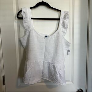Old Navy White Ruffled Strap Peplum Tank Top